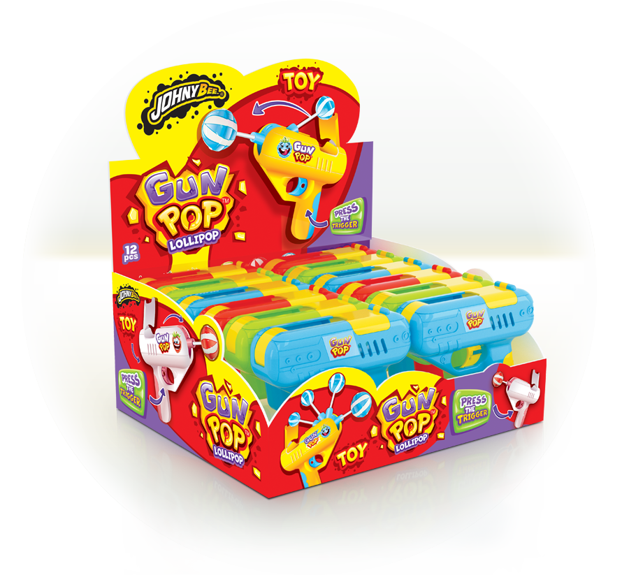 Johny Bee Gun pop lollipop 12stk x 10 g
