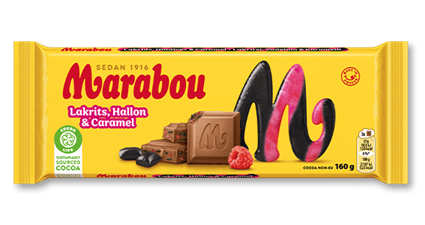 Marabou lakrits ,hallon&caramel 160 g